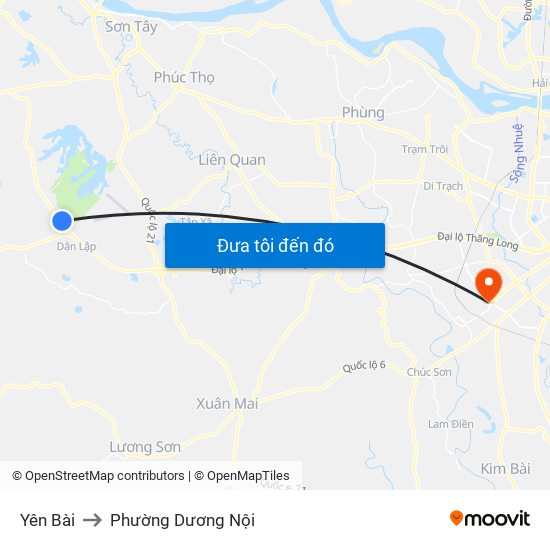 Yên Bài to Phường Dương Nội map