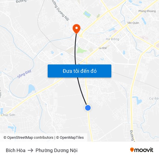 Bích Hòa to Phường Dương Nội map