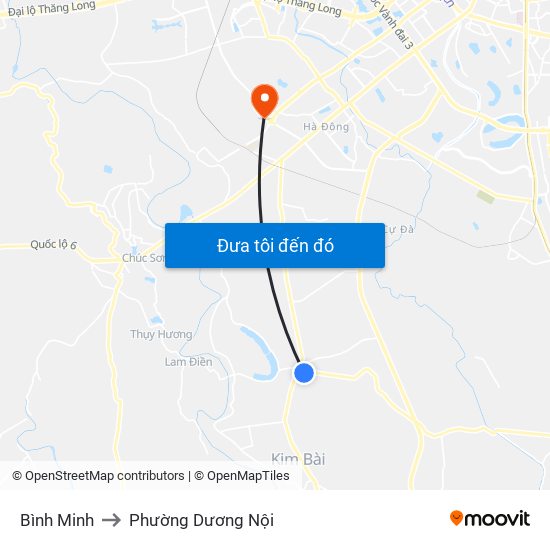 Bình Minh to Phường Dương Nội map