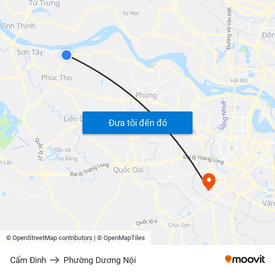 Cẩm Đình to Phường Dương Nội map