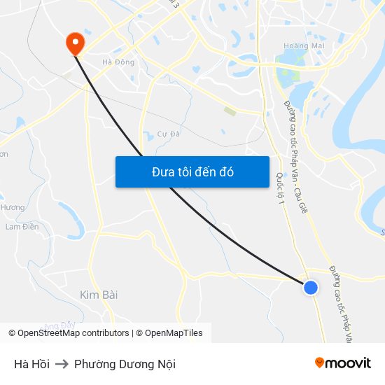 Hà Hồi to Phường Dương Nội map