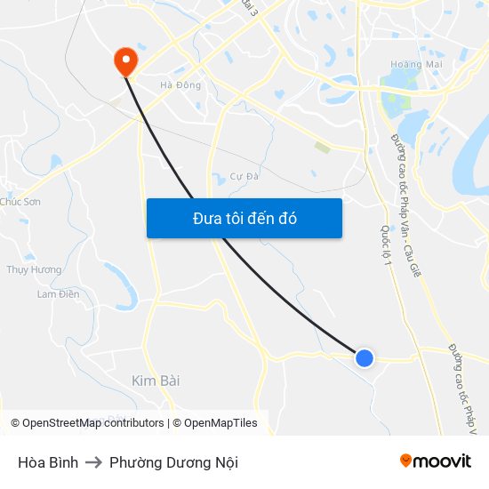 Hòa Bình to Phường Dương Nội map