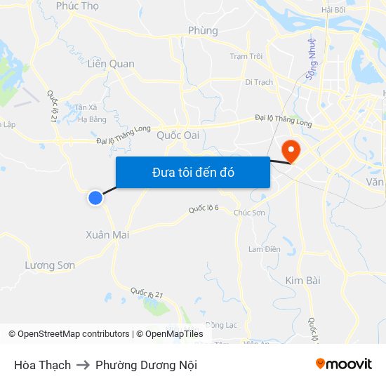 Hòa Thạch to Phường Dương Nội map