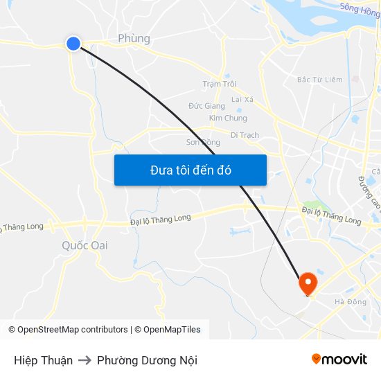 Hiệp Thuận to Phường Dương Nội map