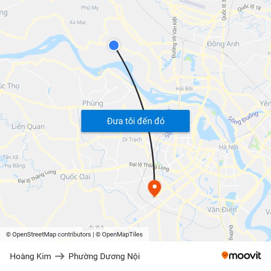 Hoàng Kim to Phường Dương Nội map