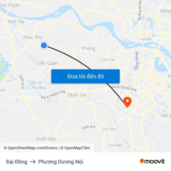 Đại Đồng to Phường Dương Nội map