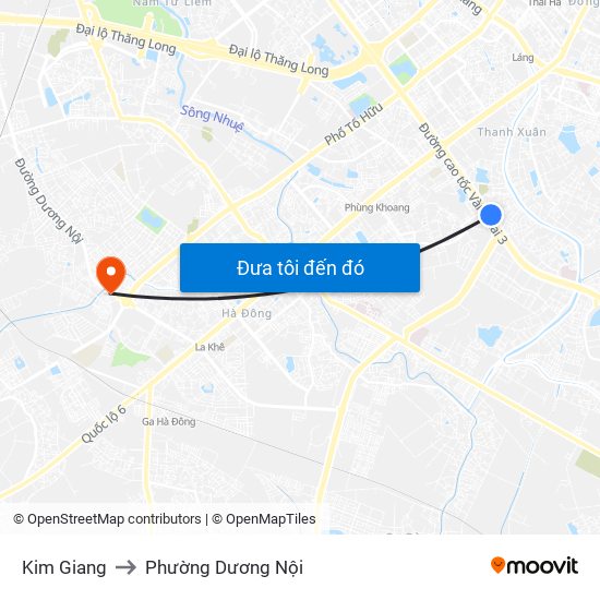 Kim Giang to Phường Dương Nội map