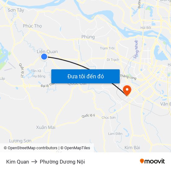 Kim Quan to Phường Dương Nội map