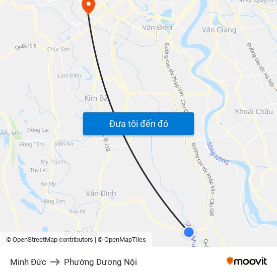 Minh Đức to Phường Dương Nội map