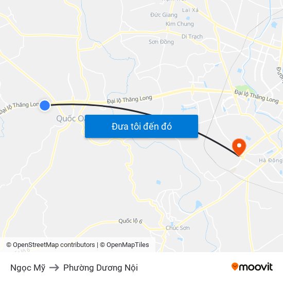 Ngọc Mỹ to Phường Dương Nội map