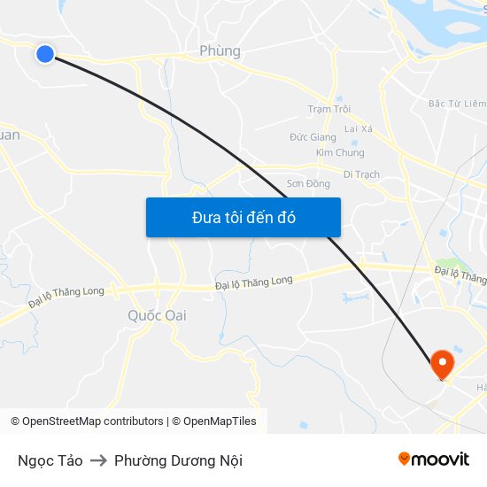 Ngọc Tảo to Phường Dương Nội map