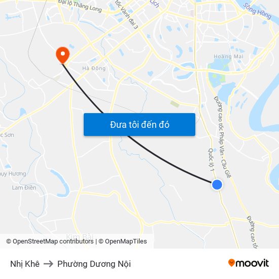 Nhị Khê to Phường Dương Nội map