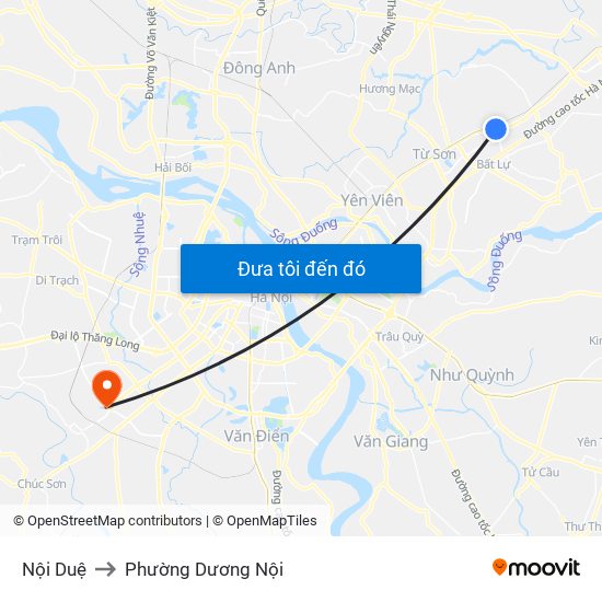 Nội Duệ to Phường Dương Nội map