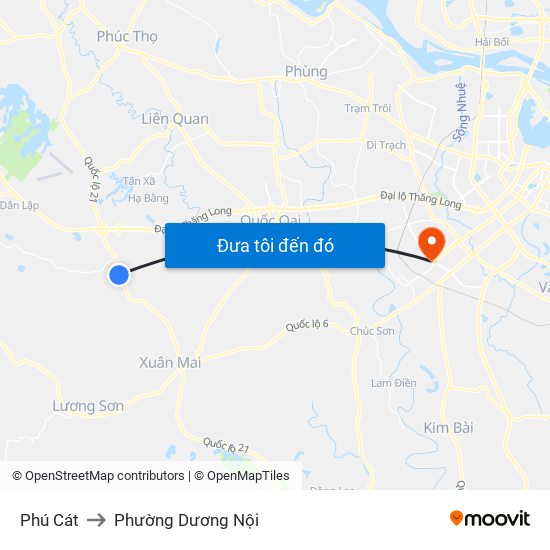 Phú Cát to Phường Dương Nội map