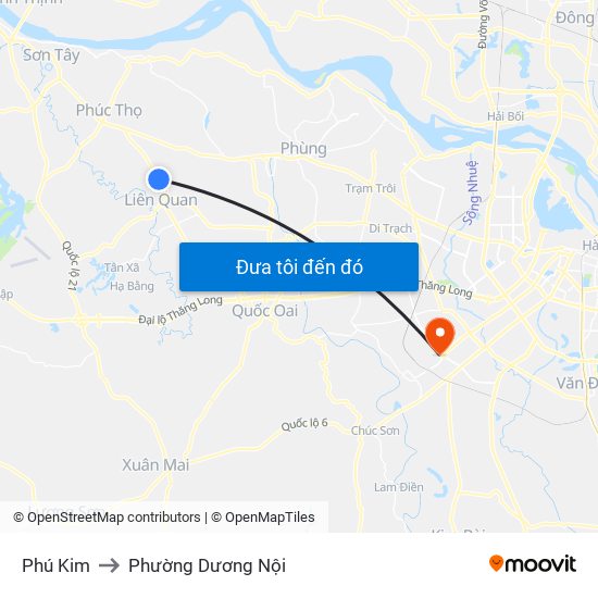 Phú Kim to Phường Dương Nội map