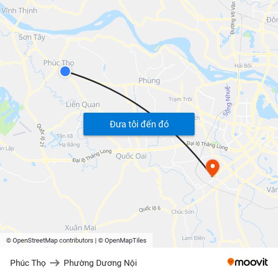 Phúc Thọ to Phường Dương Nội map