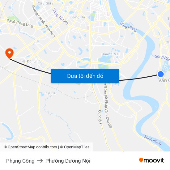 Phụng Công to Phường Dương Nội map