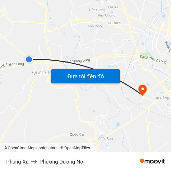 Phùng Xá to Phường Dương Nội map