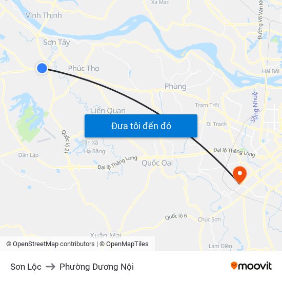 Sơn Lộc to Phường Dương Nội map