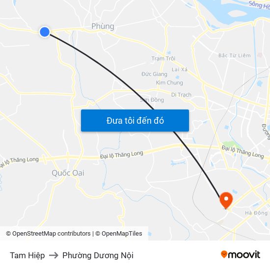 Tam Hiệp to Phường Dương Nội map