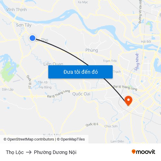 Thọ Lộc to Phường Dương Nội map