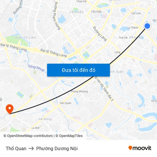 Thổ Quan to Phường Dương Nội map