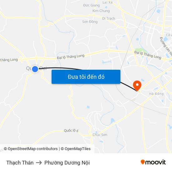Thạch Thán to Phường Dương Nội map