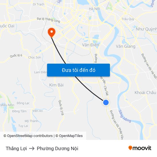 Thắng Lợi to Phường Dương Nội map