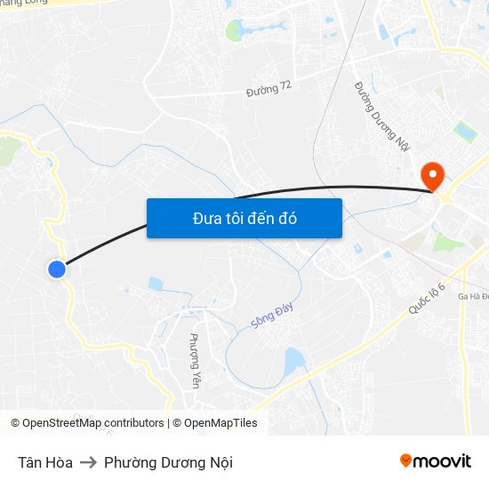 Tân Hòa to Phường Dương Nội map