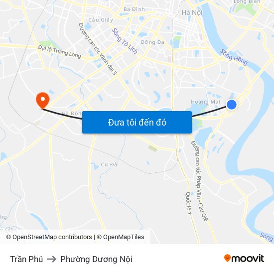 Trần Phú to Phường Dương Nội map