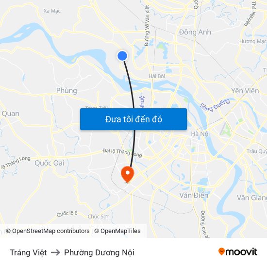 Tráng Việt to Phường Dương Nội map