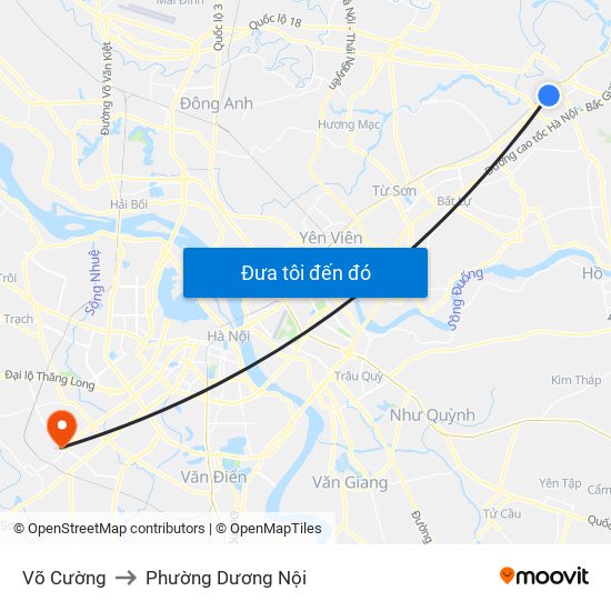 Võ Cường to Phường Dương Nội map