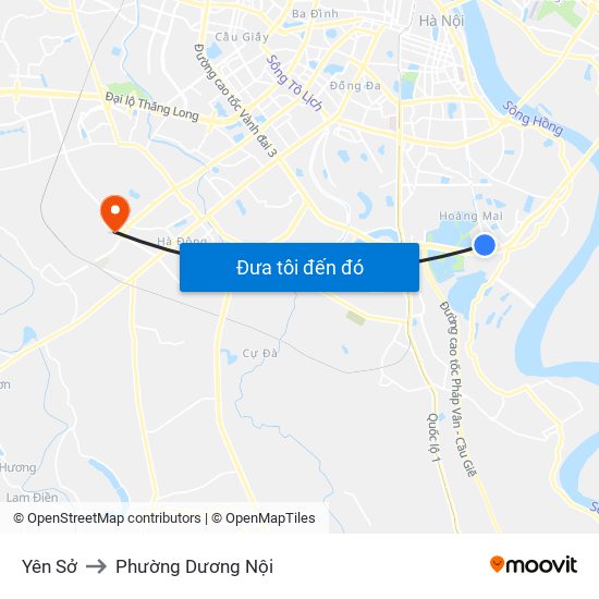 Yên Sở to Phường Dương Nội map