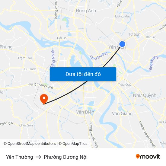 Yên Thường to Phường Dương Nội map