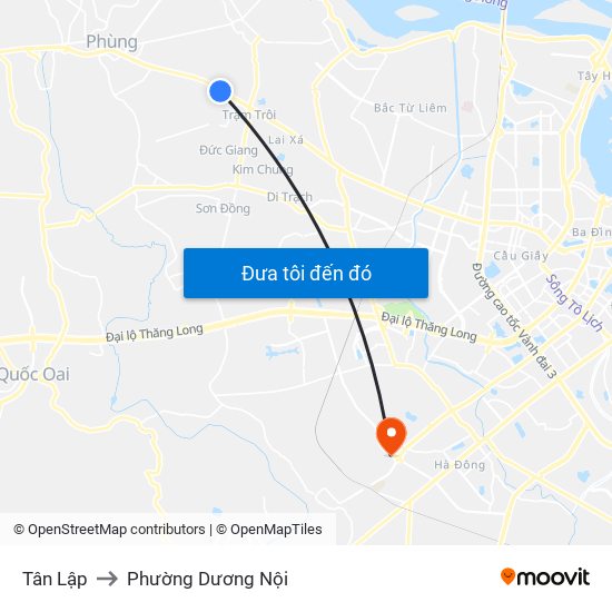 Tân Lập to Phường Dương Nội map