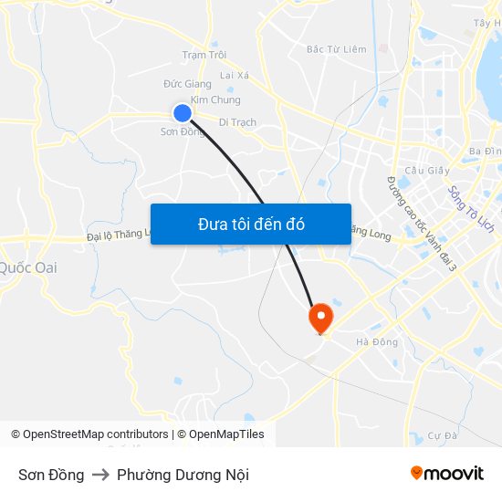 Sơn Đồng to Phường Dương Nội map