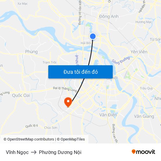 Vĩnh Ngọc to Phường Dương Nội map