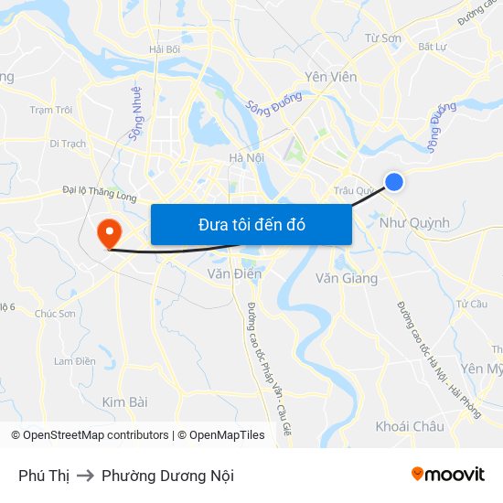Phú Thị to Phường Dương Nội map