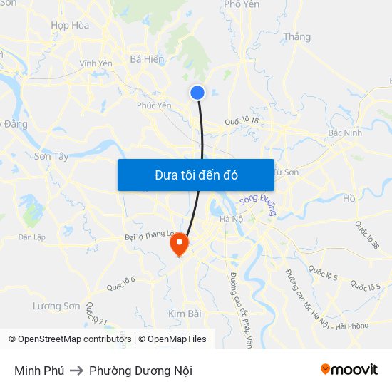 Minh Phú to Phường Dương Nội map