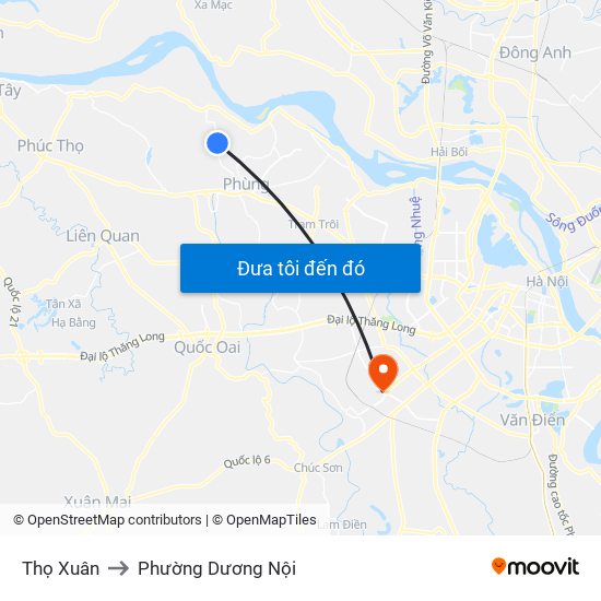 Thọ Xuân to Phường Dương Nội map