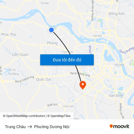 Trung Châu to Phường Dương Nội map