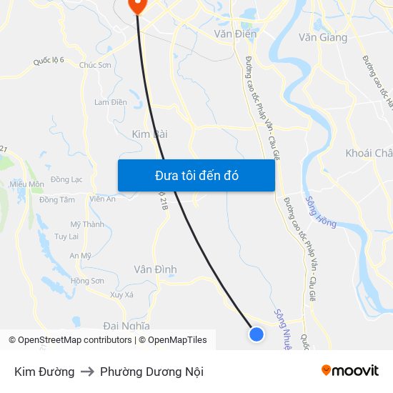 Kim Đường to Phường Dương Nội map