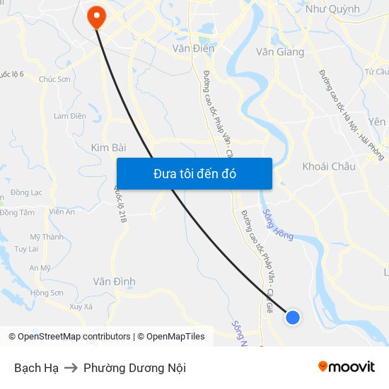 Bạch Hạ to Phường Dương Nội map