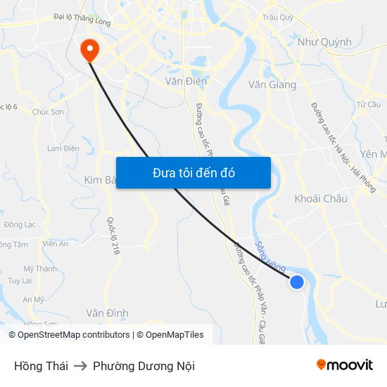 Hồng Thái to Phường Dương Nội map