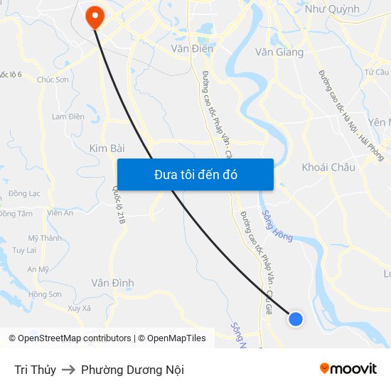 Tri Thủy to Phường Dương Nội map