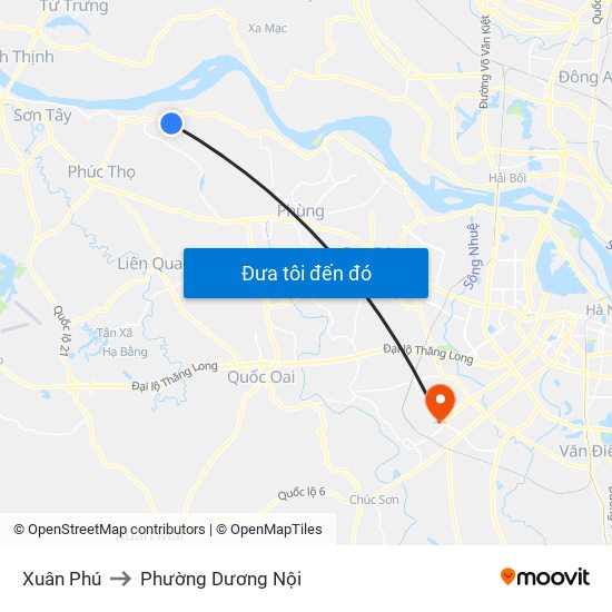 Xuân Phú to Phường Dương Nội map