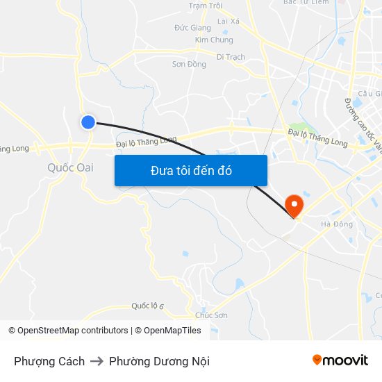 Phượng Cách to Phường Dương Nội map