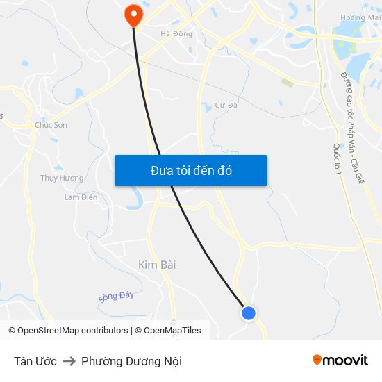 Tân Ước to Phường Dương Nội map