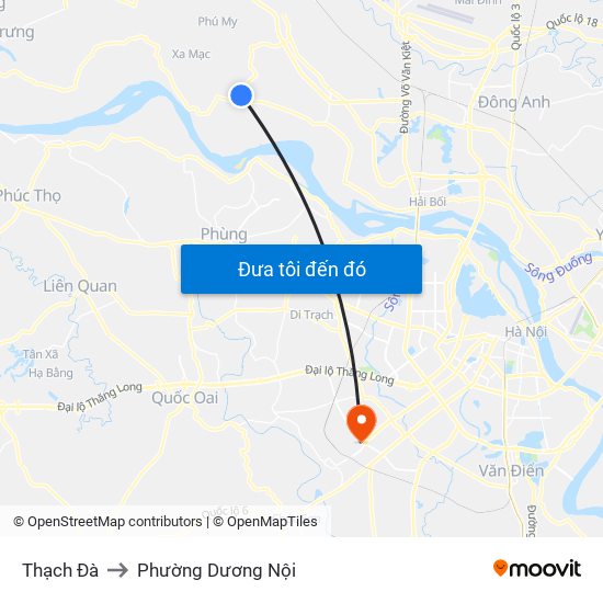 Thạch Đà to Phường Dương Nội map