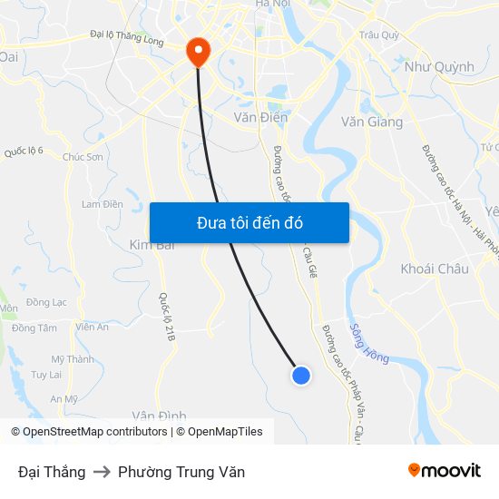 Đại Thắng to Phường Trung Văn map